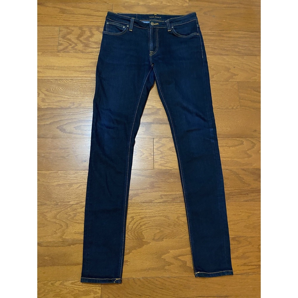 Nudie Jeans Skinny Lin Jeans Mens 32x34 Blue Skinny Lin Stretch Denim Zip